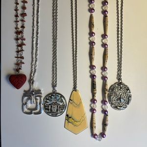 Necklaces Lot of 6 Silver-tone Art Deco Jewelry Lot N